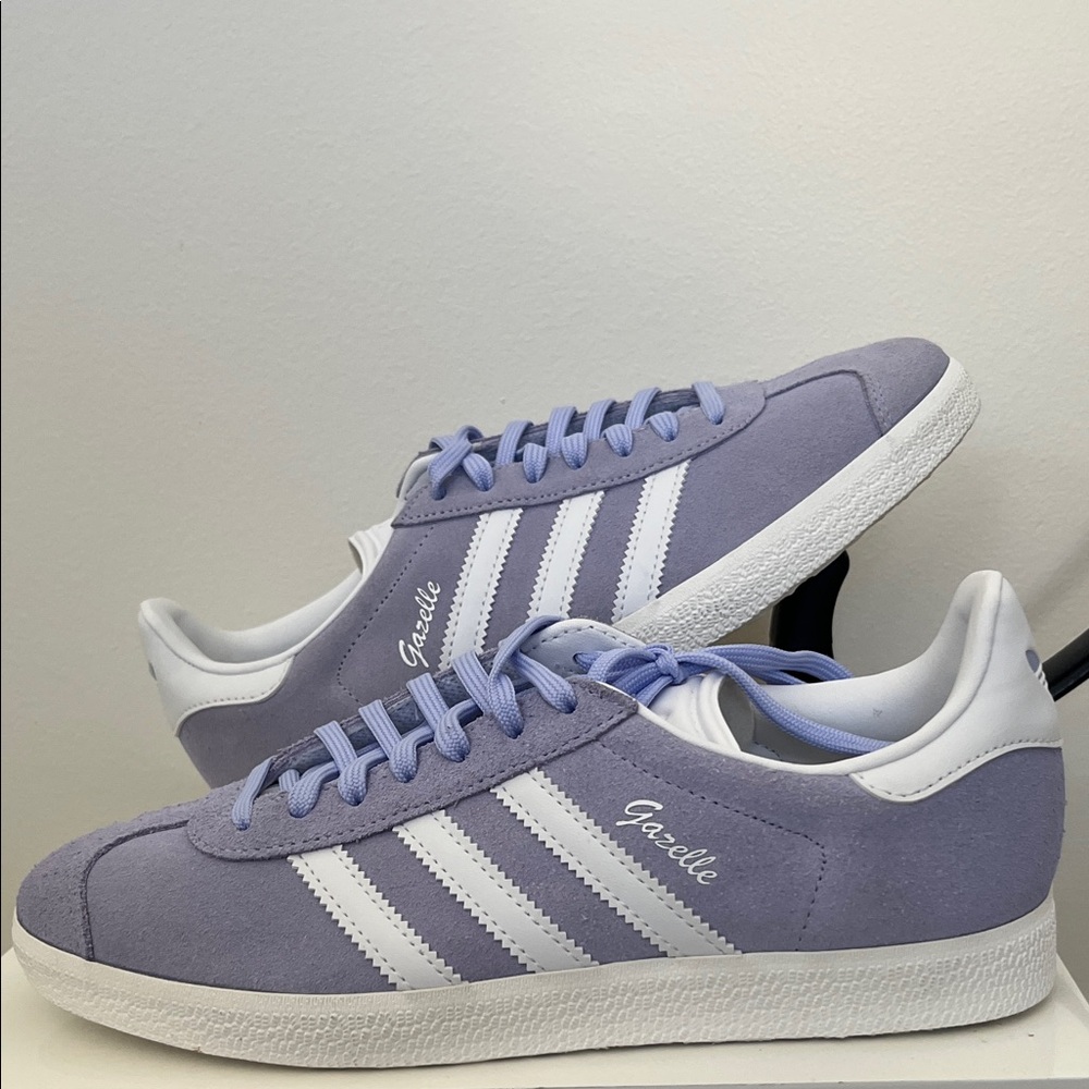 NWOT Adidas Gazelle Lavender and White Sneakers
